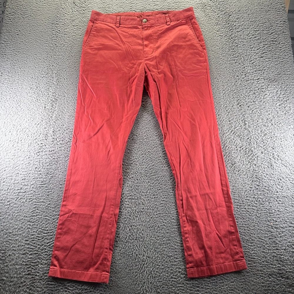 Southern Tide Intercoastal Pant Mens 35x32 Red Cotton Golf Straight Performance
